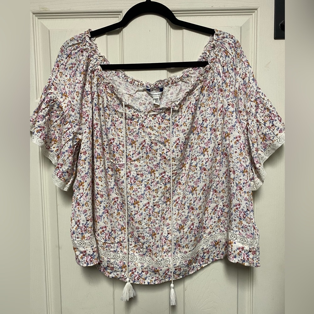 American Eagle Floral Off the Shoulder Top